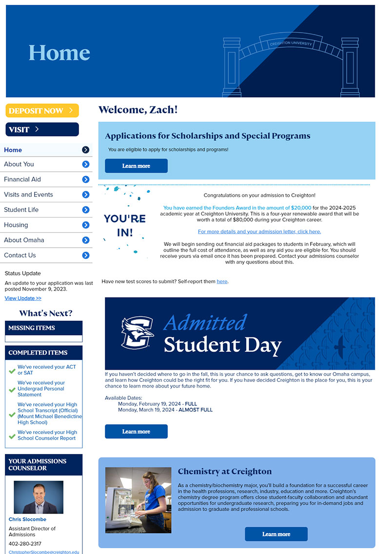 Student Portal Screenshot
