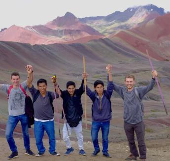 Group of study abroad students in scenic location