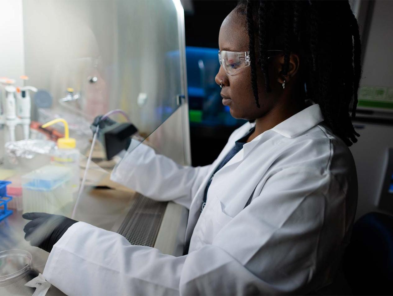 Diverse female student in medical research lab