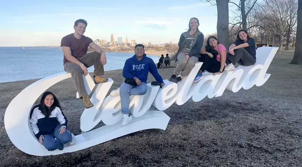 Students on service trip in Cleveland, OH