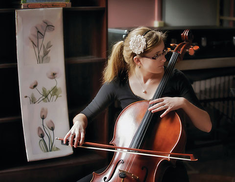 Student playing cello