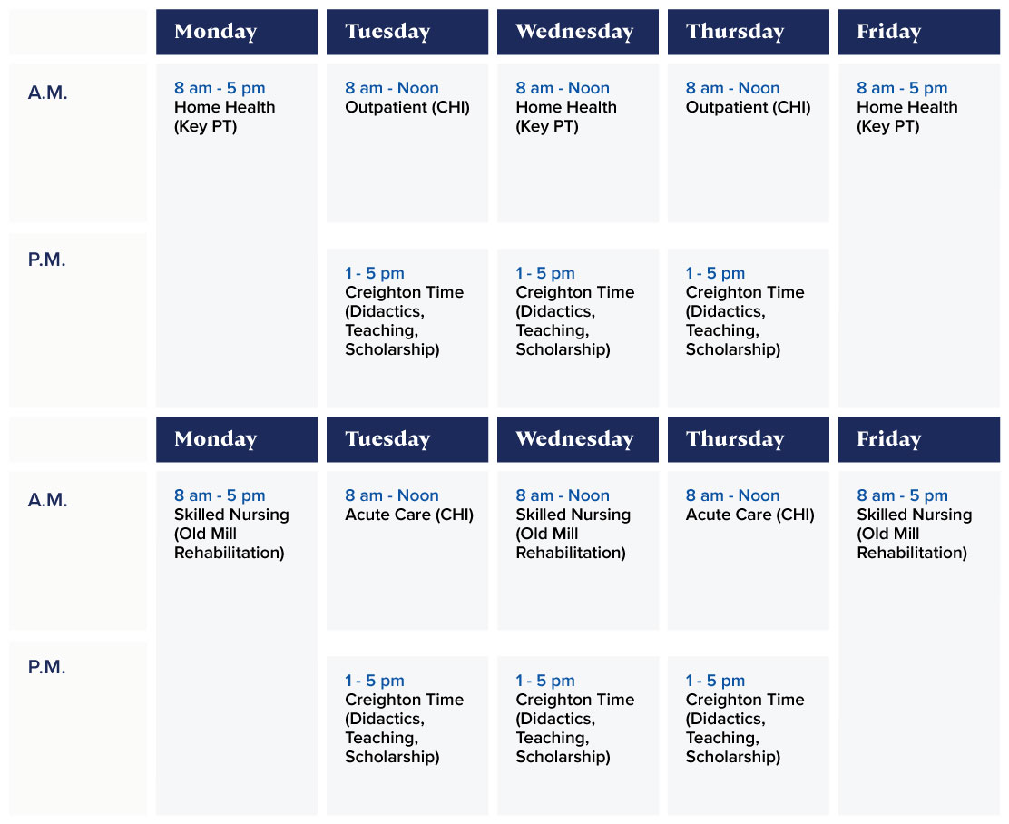 Sample Geriatric Residency Schedule