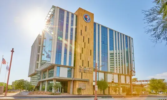 Exterior in sunlight of Phoenix building.