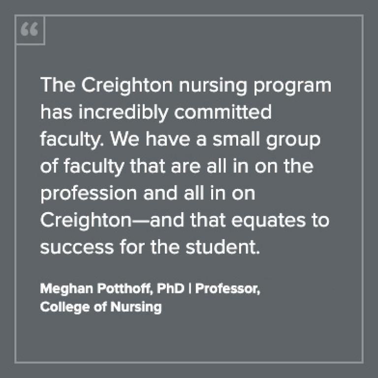 Quote from Meghan Potthoff, PhD, professor at Creighton University College of Nursing