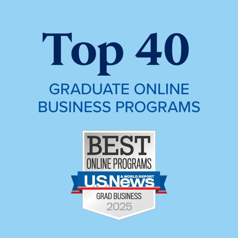 Top 40 grad online business programs us news badge