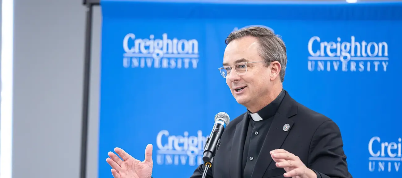 Father Hendrickson at dedication ceremony.