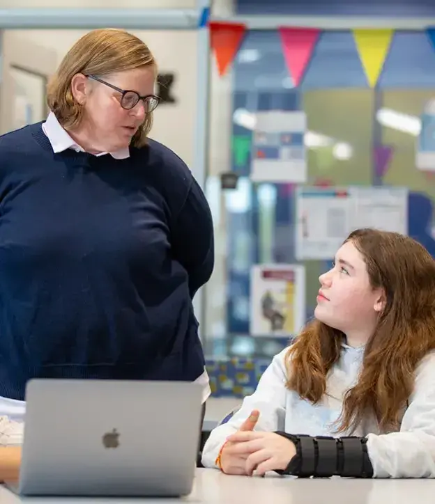 Talking with youth at clinic
