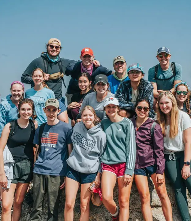 Students gathered in group on Adventure Retreat.