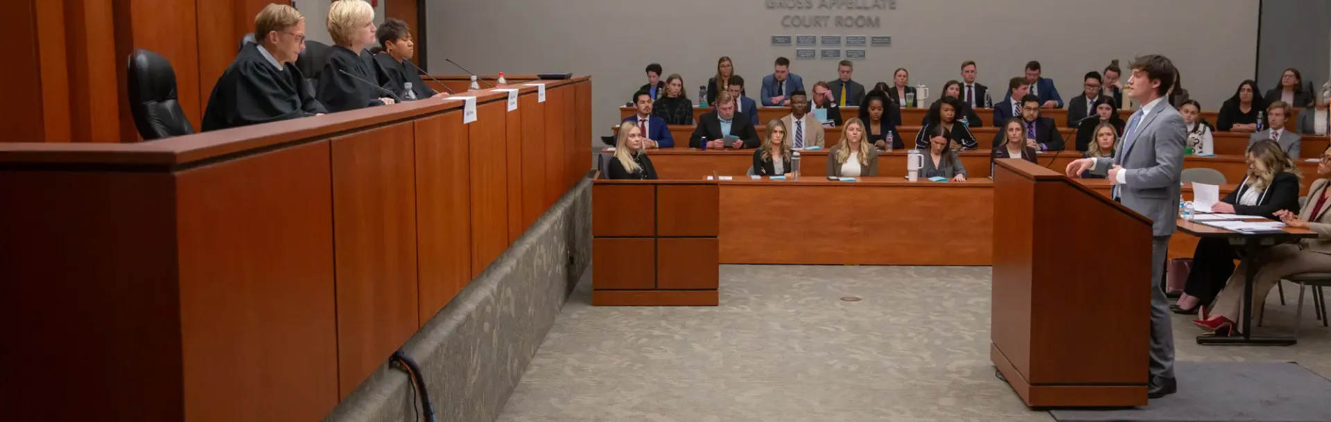 Students in courtroom setting