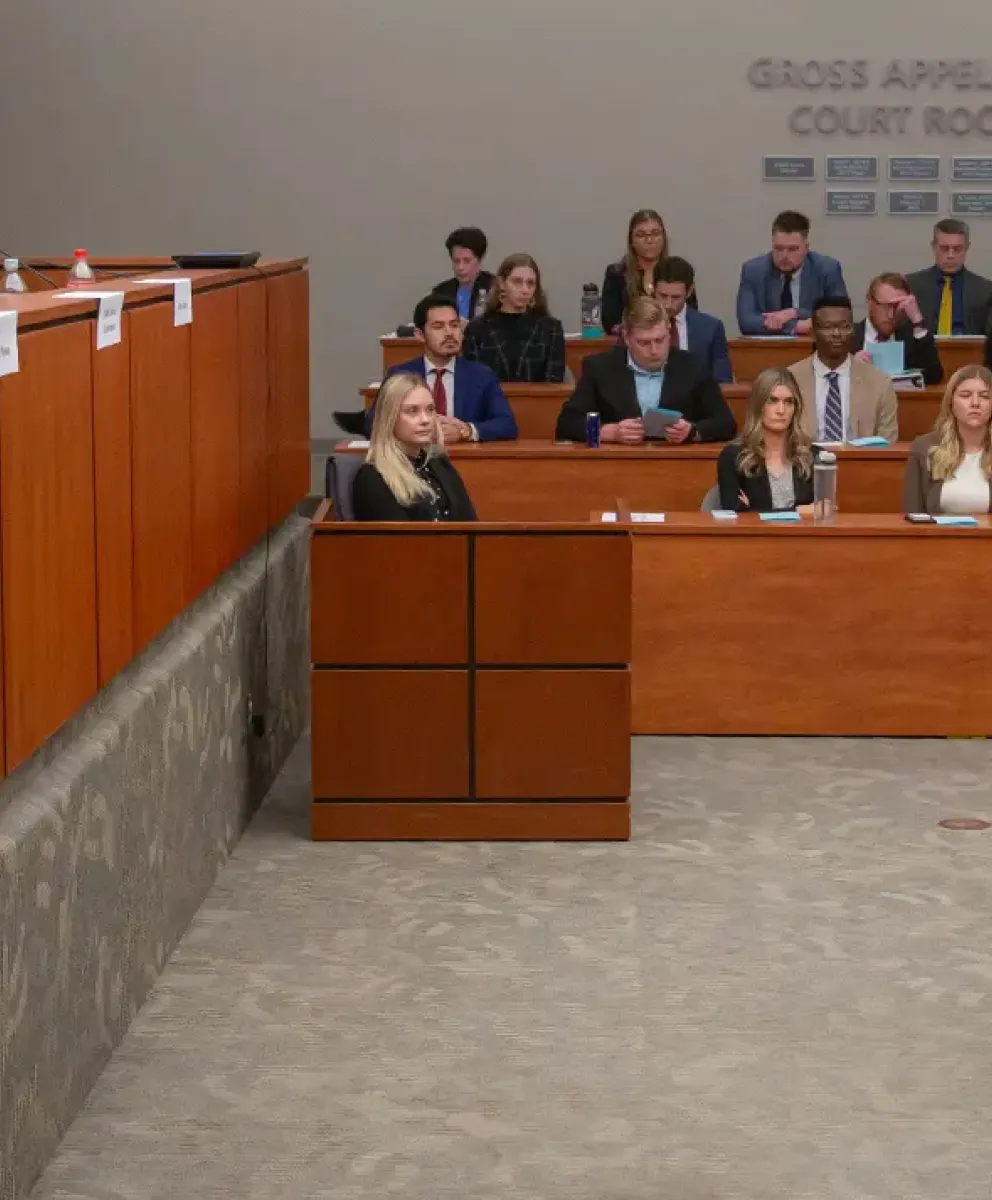 Students in courtroom setting