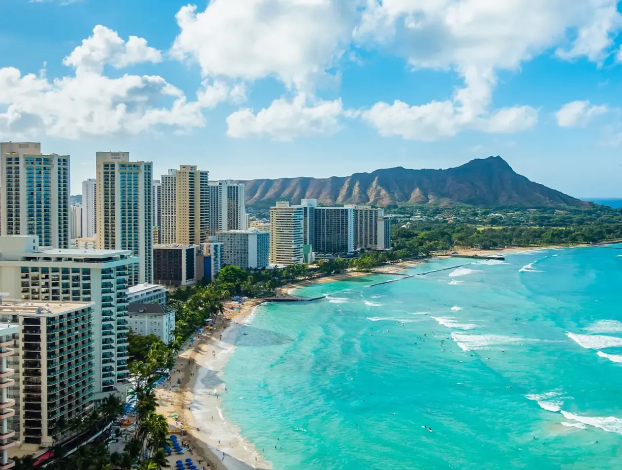 Hawaii oceanside city landscape 