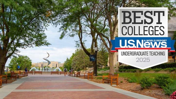 Creighton campus mall with Best Colleges U.S. News & World Report Undergraduate Teaching 2025 Badge