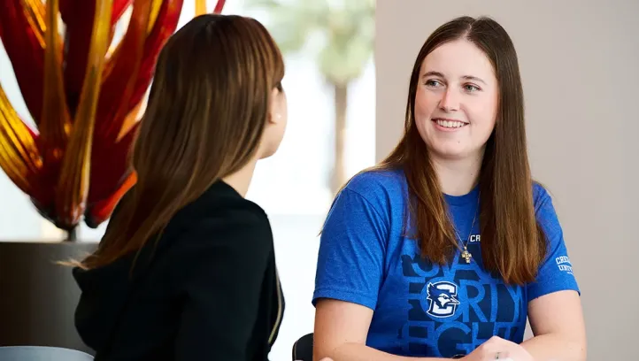 Student practicing interview skills