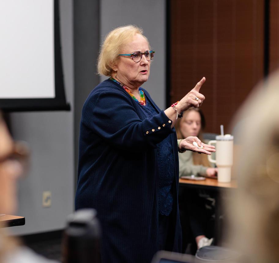 Professor of law teaching in classroom