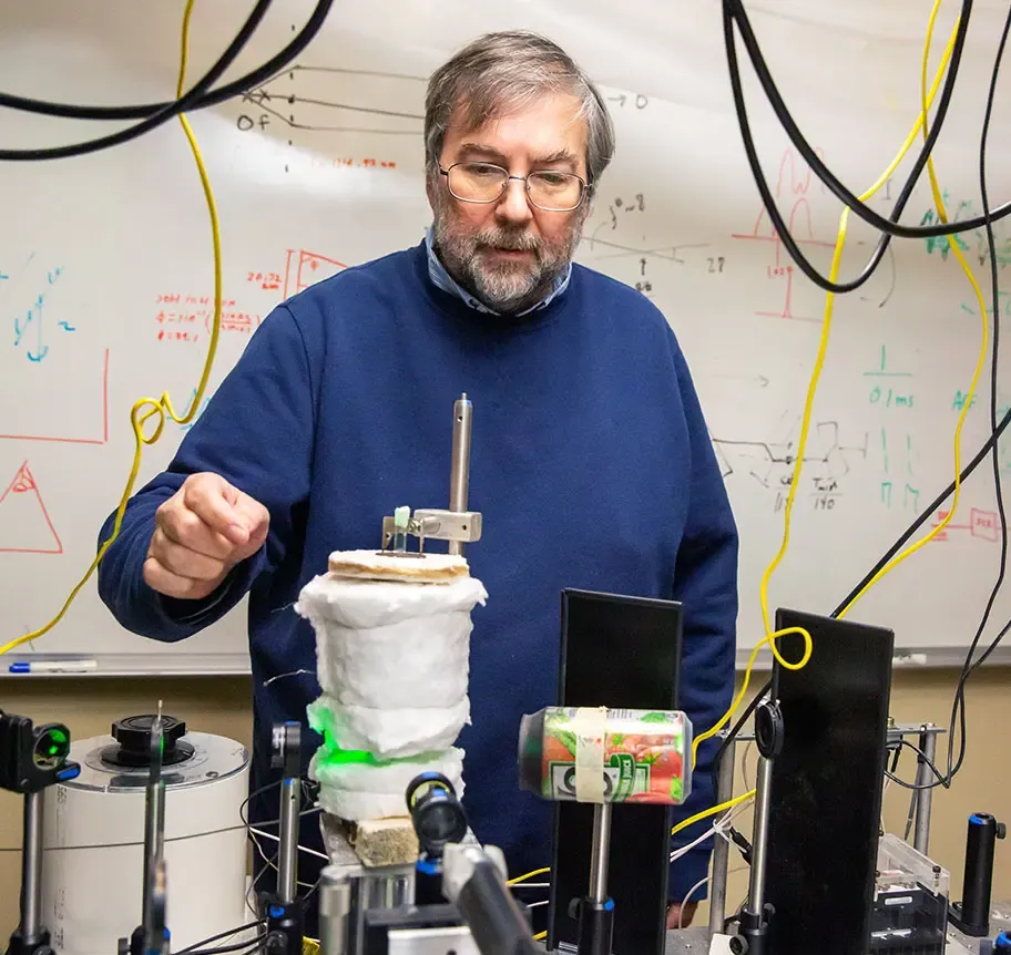 Physics pre-engineering faculty doing demonstration