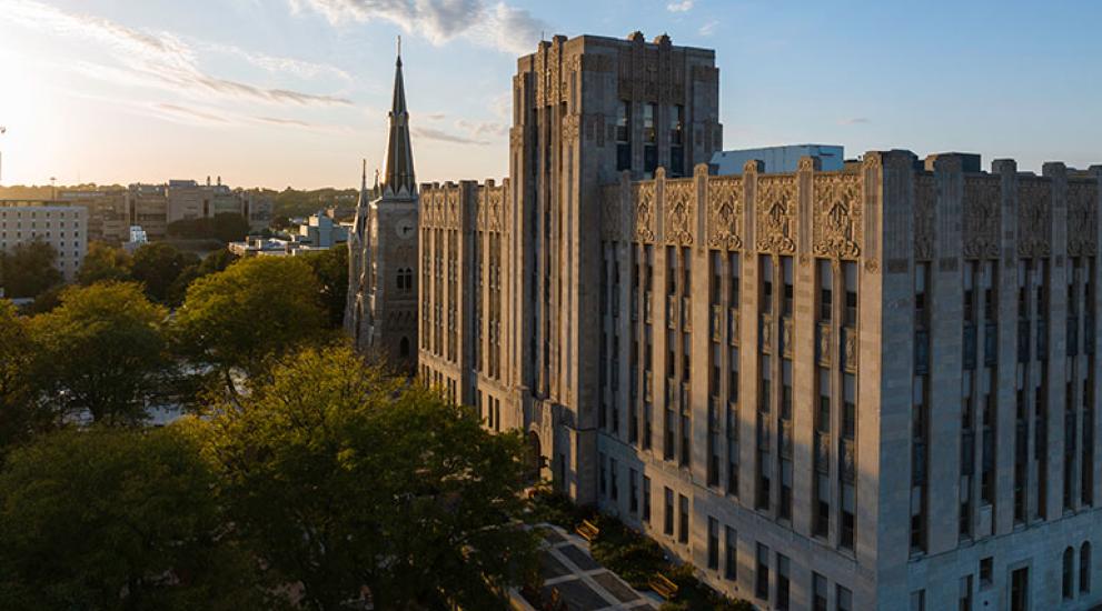 Landscape of Creighton Hall and St. John's Catholic Church