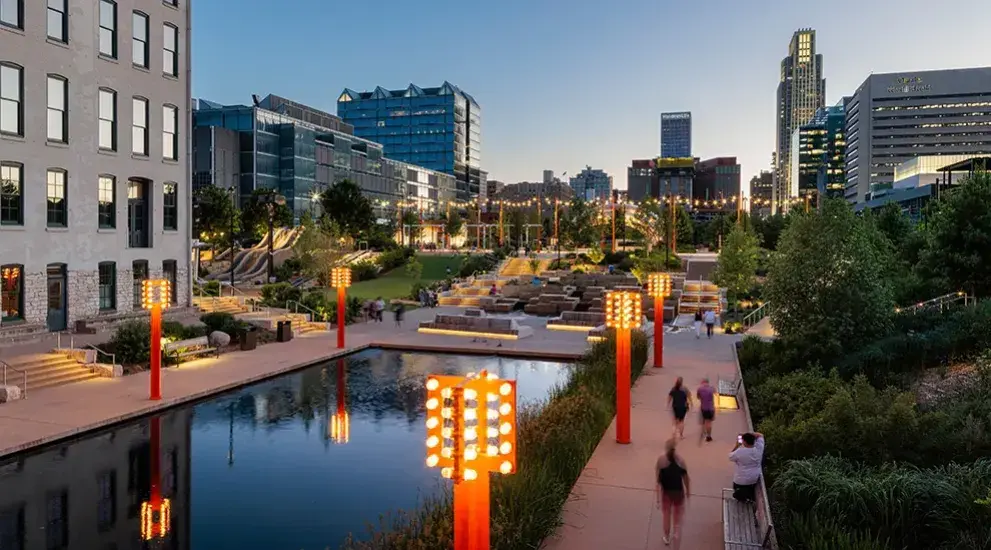 Evening in downtown Omaha.