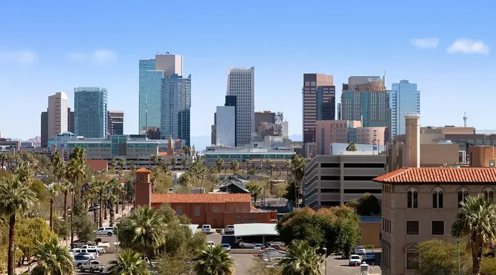Phoenix skyline in late afternoon.